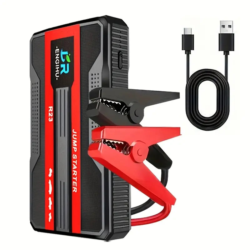 Portable Car Jump Starter with LED Flashlight – 12V Emergency Power Bank for Gasoline & Diesel Vehicles